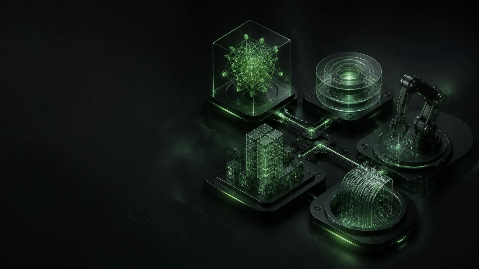 Connected artificial intelligence, vision, automation and data modules